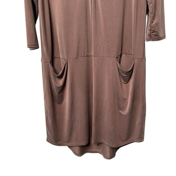 Dolan X Anthropologie Tegan Tunic Split Neck Drop Waist Cupro Mini Dress Size XS - Picture 5 of 14